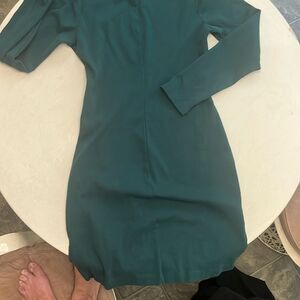 Elegant Teal Long Sleeve Dress
